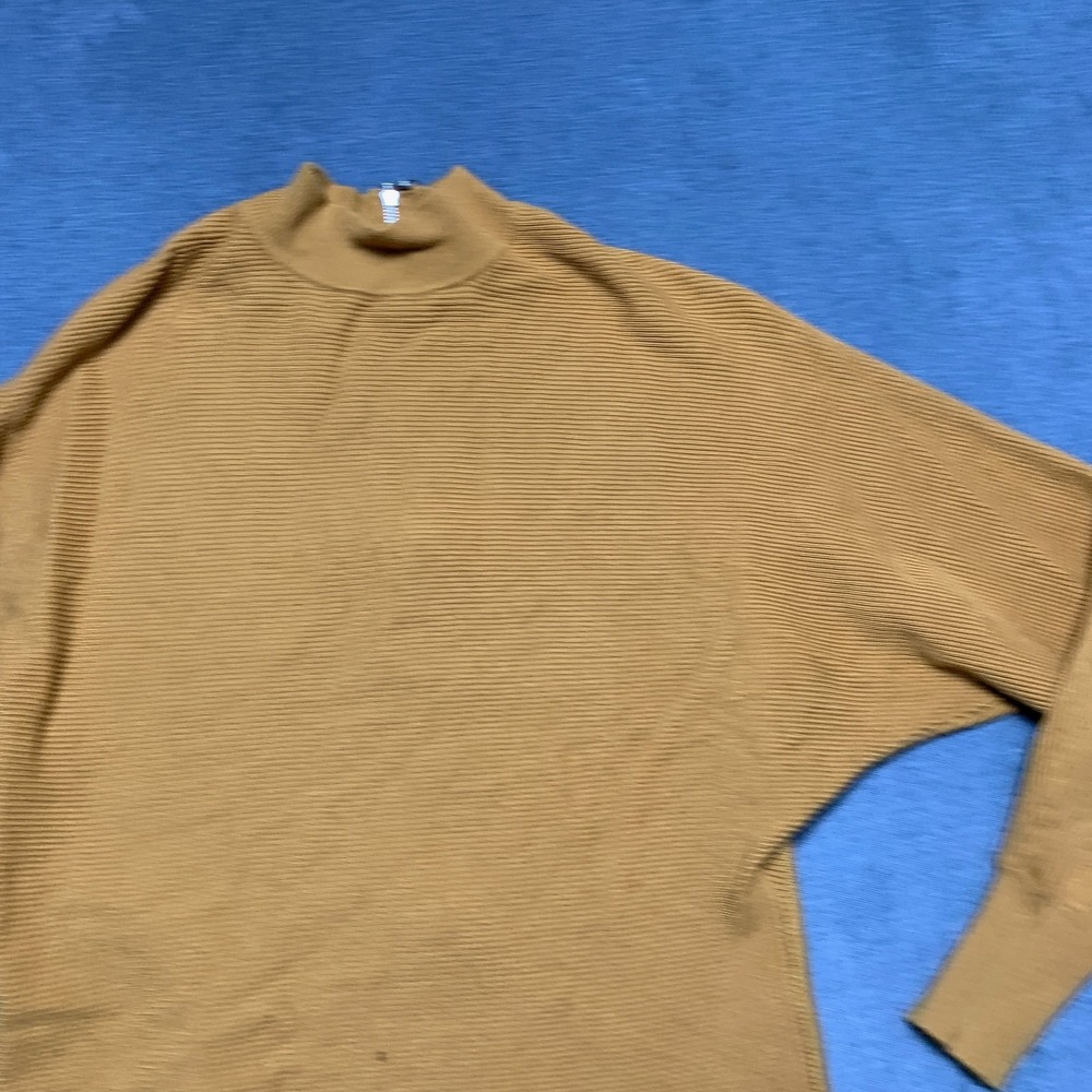 Carmen Marc Valvo Top Womens Small Mustard Ribbed Dolman Sleeve Mock Neck Winter - Picture 11 of 13